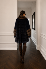LONG BLUE AND BROWN MINK FUR JACKET - Image 2