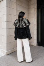 GREEN SHORT ASTRAKHAN AND CHINCHILLA FUR JACKET - Image 2