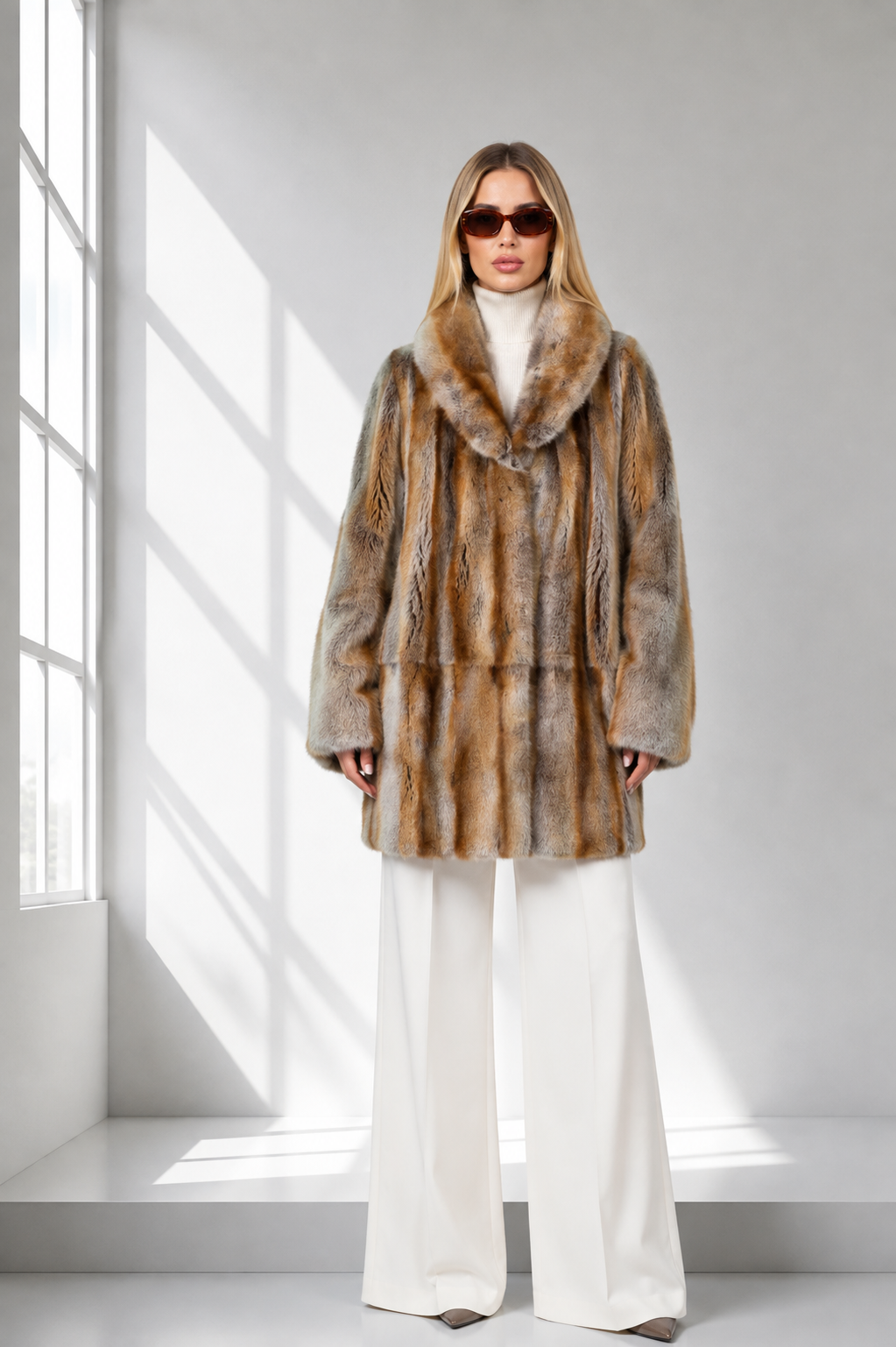 CB2EFF99-EB81-4958-82F2-E0B60673F5F6 3 LONG BROWN AND GREY MINK FUR JACKET - Image 1
