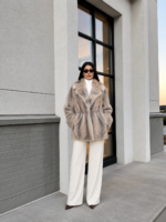 SILVER GREY MINK FUR JACKET
