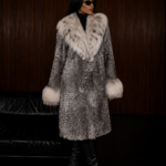 LONG SILVER ASTRAKHAN AND LYNX FUR JACKET