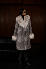 LONG SILVER ASTRAKHAN AND LYNX FUR JACKET