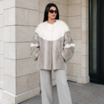 WHITE AND LIGHT GREY MINK FUR JACKET