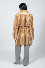 Beige Mink Fur Jacket with a belt - Image 2