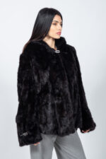 BLACK HOODED MINK FUR JACKET - Image 4