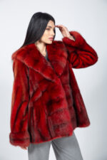 ΚΟΚΚΙΝΟ ΤΖΑΚΕΤ ΑΠΟ ΓΟΥΝΑ ΣΑΜΟΥΡΙ ΚΑΙ ΜΙΝΚ ΜΕ ΚΟΥΚΟΥΛΑ - Image 4