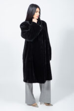 Μακρύ μαύρο μπουφάν από γνήσια γούνα κουνελιού. - Image 3