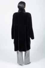 Μακρύ μαύρο μπουφάν από γνήσια γούνα κουνελιού. - Image 2