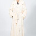 FULL LENGTH BELTED CREAM MINK FUR JACKET