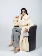 FULL LENGTH BELTED CREAM MINK FUR JACKET - Image 3