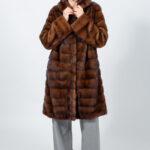 LONG BROWN MINK FUR JACKET