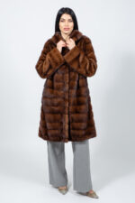 LONG BROWN MINK FUR JACKET