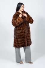 LONG BROWN MINK FUR JACKET - Image 3