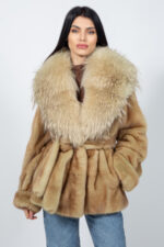 BEIGE MINK AND FOX FUR JACKET
