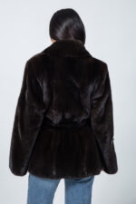 Τζάκετ από καφέ γούνα μίνκ - Image 2