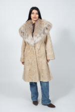 LONG CHAMPAGNE ASTRAKHAN AND LYNX FUR JACKET
