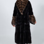 FULL LENGTH BROWN SABLE AND MINK FUR JACKET