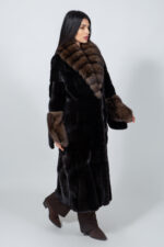 FULL LENGTH BROWN SABLE AND MINK FUR JACKET - Image 2