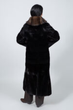 FULL LENGTH BROWN SABLE AND MINK FUR JACKET - Image 3