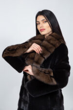 FULL LENGTH BROWN SABLE AND MINK FUR JACKET - Image 4