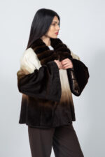 CREAM AND BROWN MINK AND CHINCHILLA FUR JACKET - Image 2