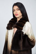 CREAM AND BROWN MINK AND CHINCHILLA FUR JACKET - Image 3