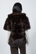 BROWN SABLE FUR JACKET WITH A HOOD - Image 2
