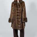 LONG ANIMAL PRIND MINK AND SABLE FUR JACKET