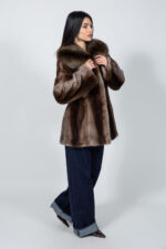 BROWN AND WHITE MINK FUR JACKET - Image 2
