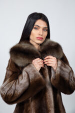 BROWN AND WHITE MINK FUR JACKET - Image 4