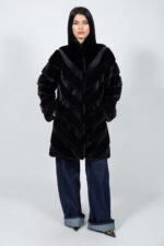 LONG BLACK MINK FUR JACKET
