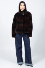 Γούνινο μπουφάν μαύρο-λευκό από Rex κουνέλι (Copy)