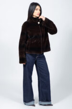 Γούνινο μπουφάν μαύρο-λευκό από Rex κουνέλι (Copy) - Image 2