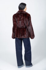 Belted Bordeaux Mink Fur Jacket - Image 3