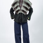 GREEN SHORT ASTRAKHAN AND CHINCILLA FUR JACKET