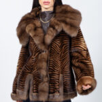 ANIMAL PRINT MINK AND SABLE FUR JACKET