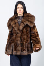 ANIMAL PRINT MINK AND SABLE FUR JACKET